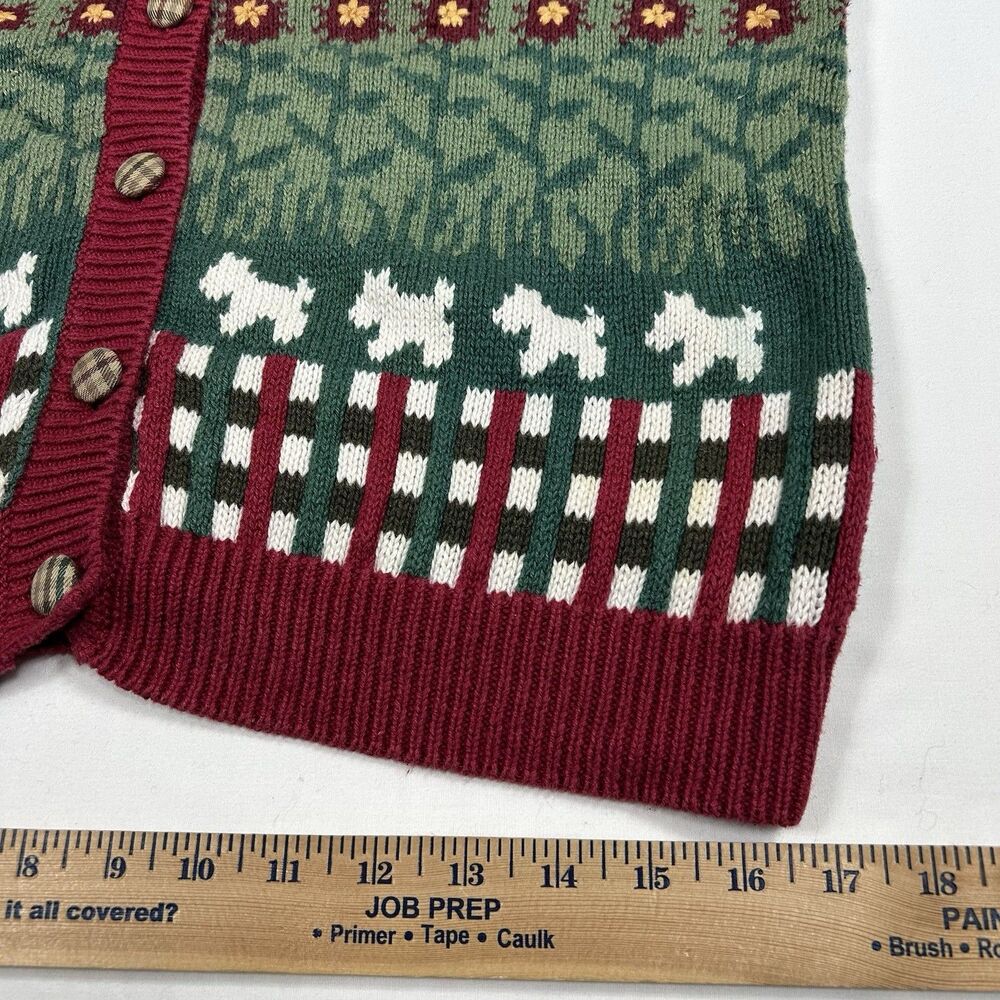 Vintage Lucia Apple Orchard Farm Cardigan Sweater XL Novelty Country Dog Festive - Picture 10 of 14